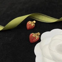 2022 earrings for women cute vintage red strawberry rhinestones stud earring luxury jewelry party birthday gift