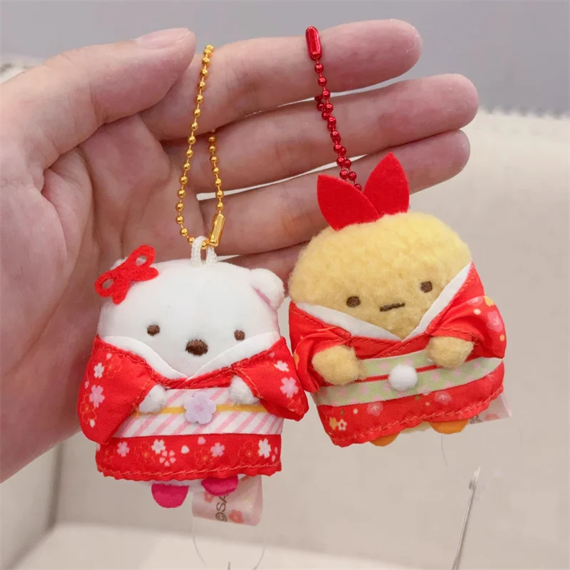Фото Sumikko Gurashi кимоно плюшевый брелок-талисман брелок жареные креветки Neko Cat Kawaii милая сумка брелки очаровательная шариковая цепочка игрушки для девочек №3