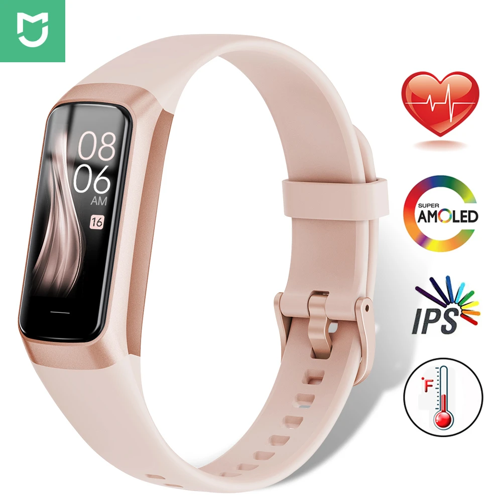 Kup Xiaomi Mijia Inteligentna Bransoletka Dla Kobiet 1 Kolor AMOLED Ekran Tętno Fitness Tracker Ciśnienie Krwi Wodoodporny Sport Smartband