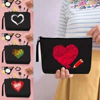 cosmetic bags cases clutch toiletry organizer women zipper makeup pouch party wedding bag pencil case purse love series