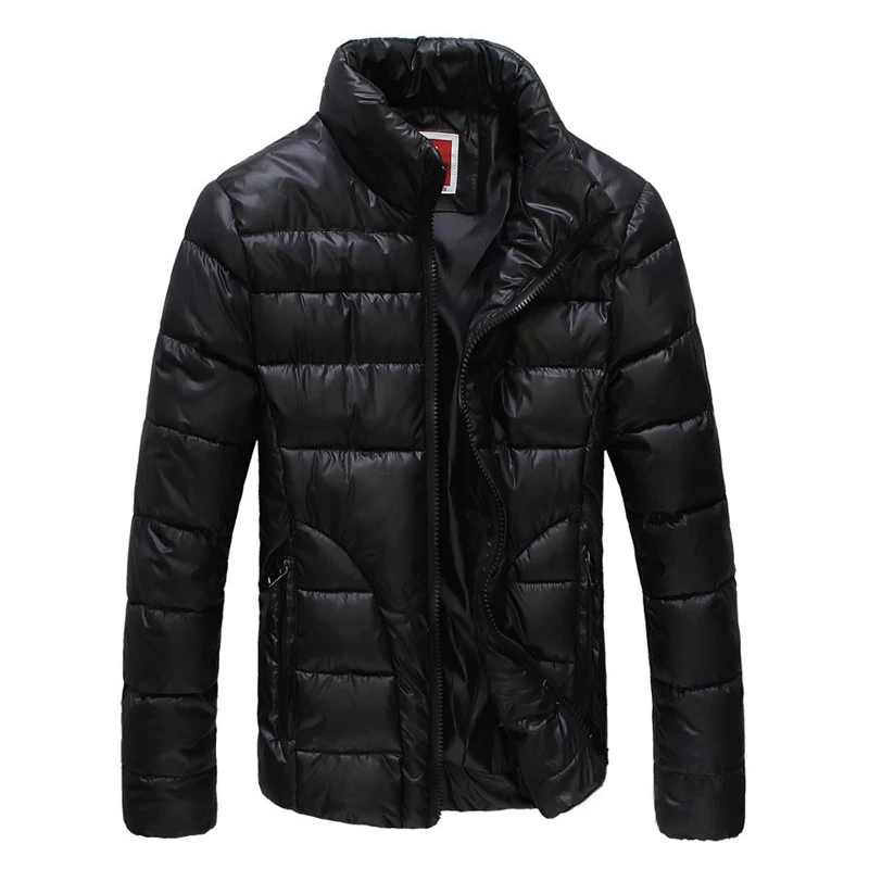 Men's Stand Collar Oversize Cotton Jacket Winter Casual Fit Warm Jackets Man Windproof Padded Solid Color Cotton Coat