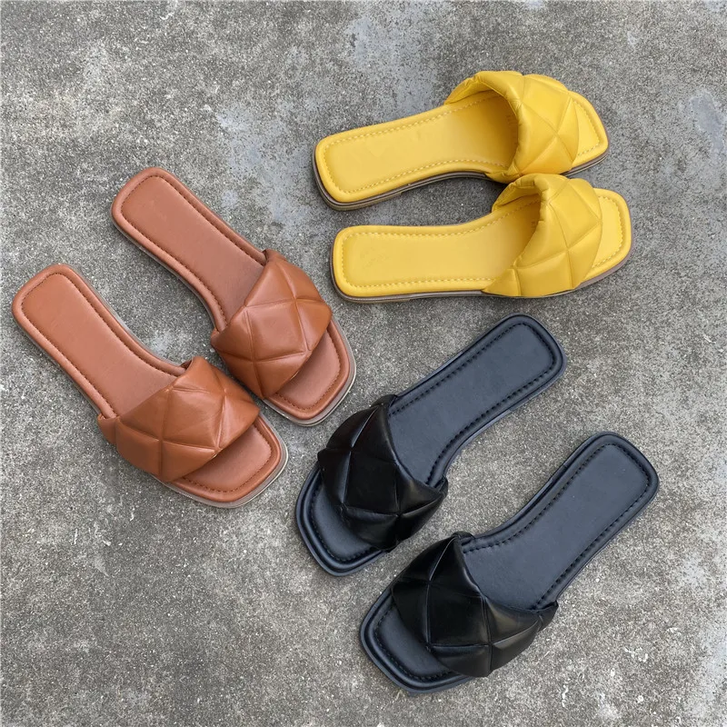 

Shoes Slippers Casual Slides Slipers Women Low Loafers Luxury 2022 Flat Soft Concise PU Rome Basic Rubber Female Shoes Womens Sl