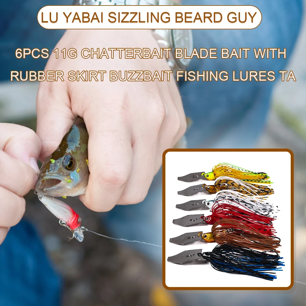 6/8Pcs Swimbait Lures Chatterbait 11g Spinner Bait Weedless Fishing Lure Buzzbait Wobbler Chatterbait for Bass Pike Walleye Fish