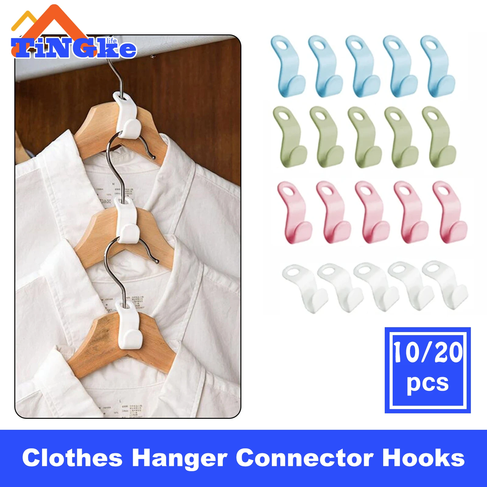 

10/20 Pcs Mini Clothes Hanger Connector Hooks Heavy Duty Cascading Organizer Holder Closet Wardrobe Space Saving Extender Clips
