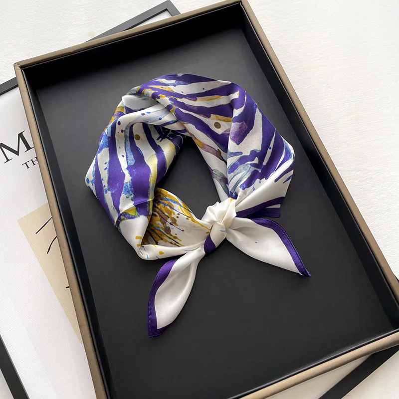 

100% Pure Silk Scarf Women Fashion Beach Headband Shawls and Wraps Hair Scarves Handkerchief Female Print Square Bandana 2022
