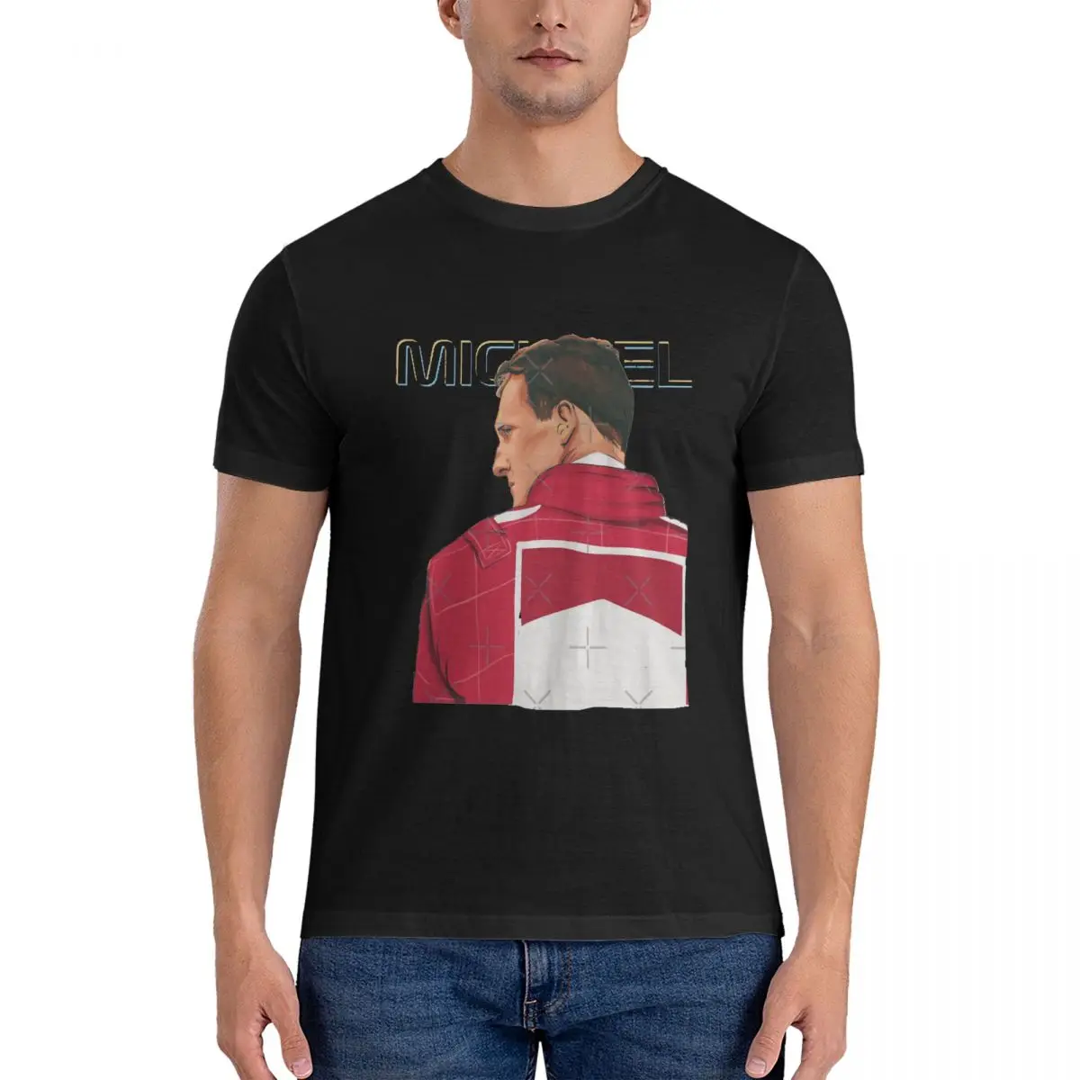 Мужские футболки Schumi Legend F1 для водителей команд круглые с короткими рукавами из