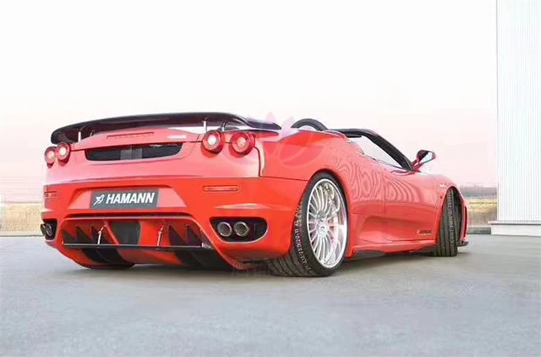 Фото Передний спойлер для Ferrari F430, задний диффузор, боковые юбки, брызговики, спойлер из углеродного волокна, комплект кузова в стиле HAMAN №5
