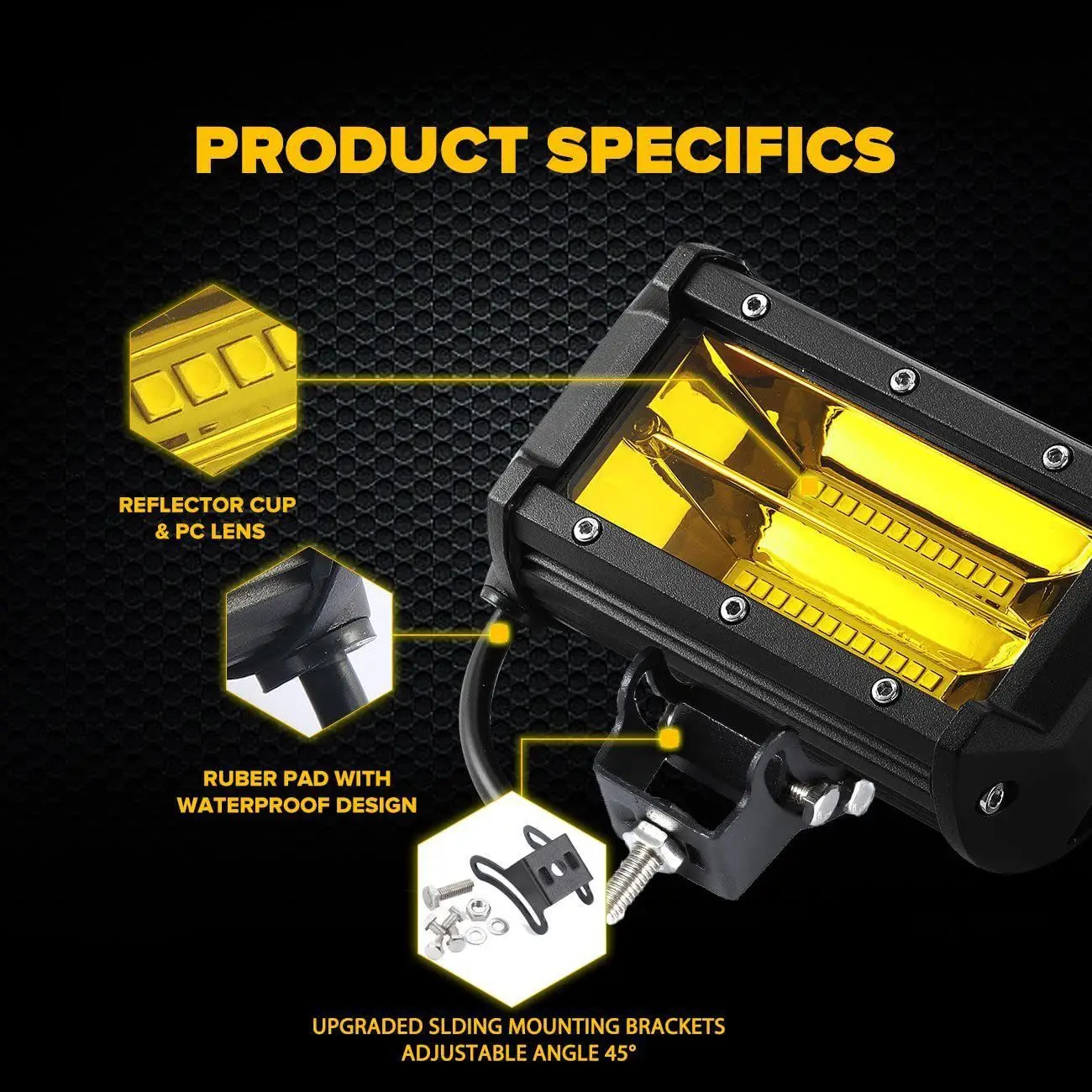 NORGOS 5-дюймовая фонарь суперъяркая полоса светло-желтый прожектор 4x4 внедорожник