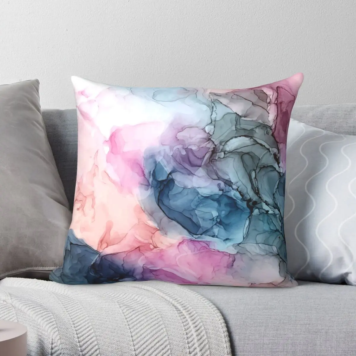 

Abstract Ink Painting Pillowcase Polyester Linen Velvet Pattern Zip Decor Room Cushion Cover 18"