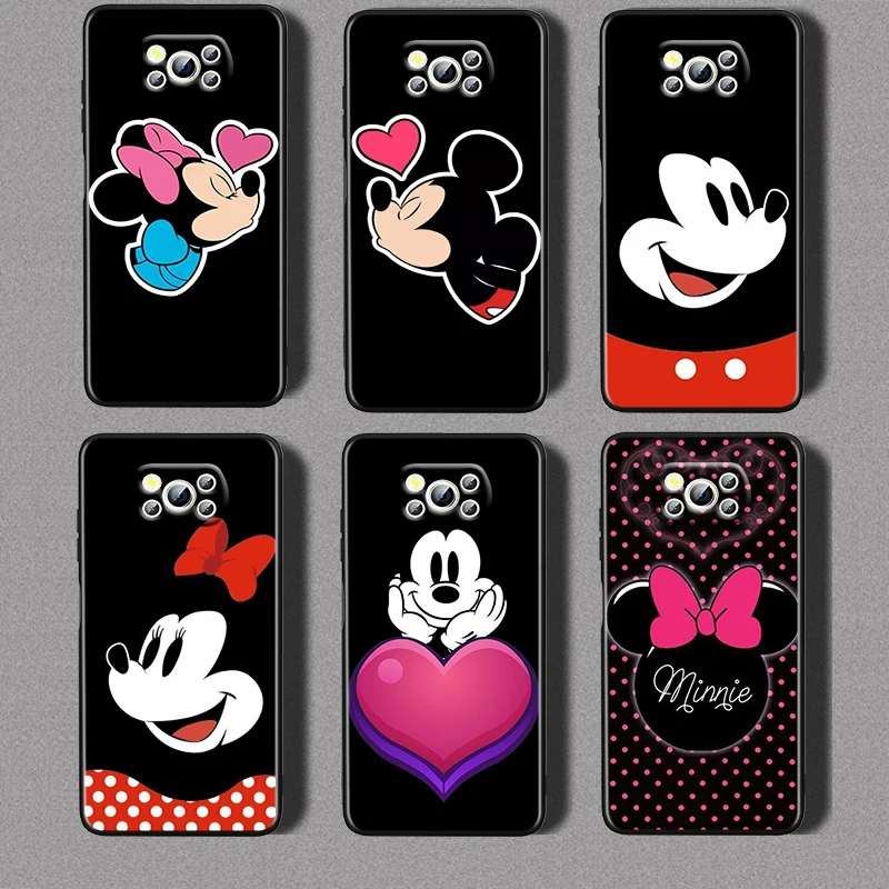 

Black Mickey mouse For Xiaomi Civi Mi Poco X3 NFC F3 GT M4 M3 M2 X2 F2 Pro C3 F1 Silicone Shell Capa Black Phone Case