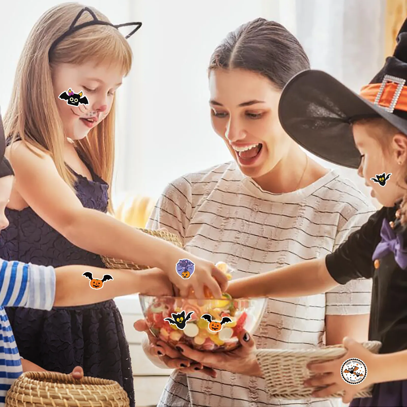 

Halloween Bat Stickers Decorate Luggage Notebook DIY Agenda 52 Stickers Led Lights Photography Portable Girls Sticker Earrings
