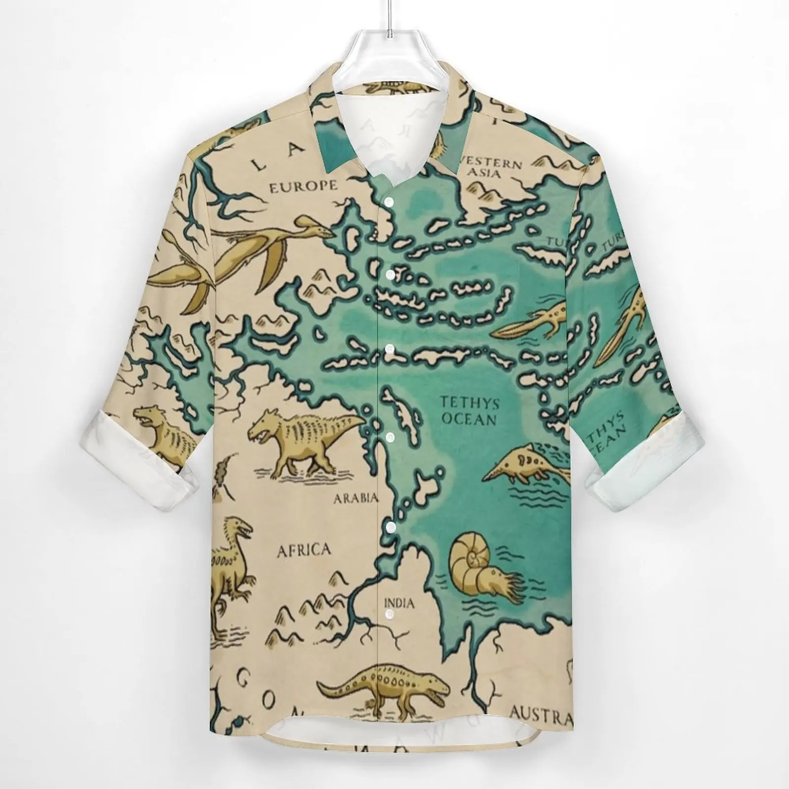Винтажная рубашка с картой весенние повседневные рубашки суперконтинента Pangaea