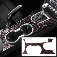 1pcs gold foil red carbon fiber sticker for 15 20 ford mustang gear panel modification sticker