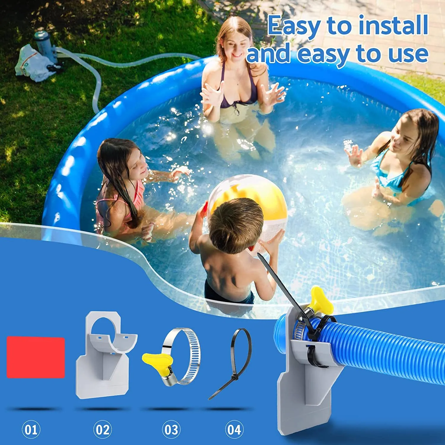 

Swimming Pool Pipe Holder Mount Support Fixture Water Pipes 30-37mm For Intex Incoming Ground Hose Outlet With Cable Tie Kit#g3