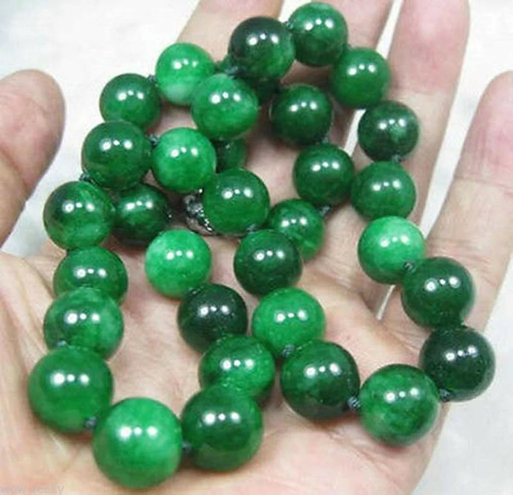 

Natural 18-50 Inches Long Green Emerald Gems Round Beads Stranded Necklaces 12mm