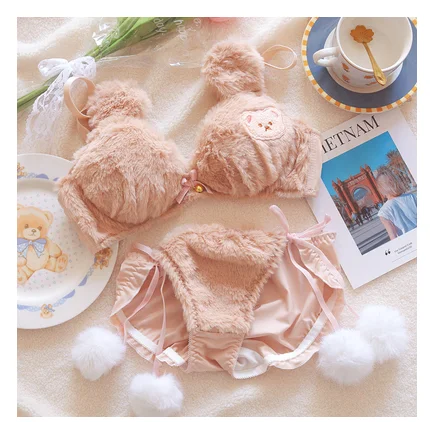Girls lolita plush bra underwear my melody bralette push up brassiere  wirefree warm kawaii bra underpants seamless lingerie