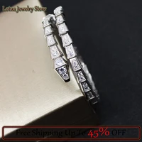 sterling silver color full diamond narrow edge snake spring bracelet fashion snake bone bracelet ladies european luxury jewelry