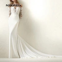 mermaid wedding dresses long sleeve 2022 princess elegant see through sexy bridal dresses elastic women robe de mariee customize