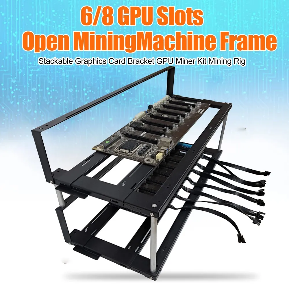 

6/8 GPU Slots Open Mining Machine Frame Stackable Graphics Card Bracket GPU Miner Kit Mining Rig 2 Layer