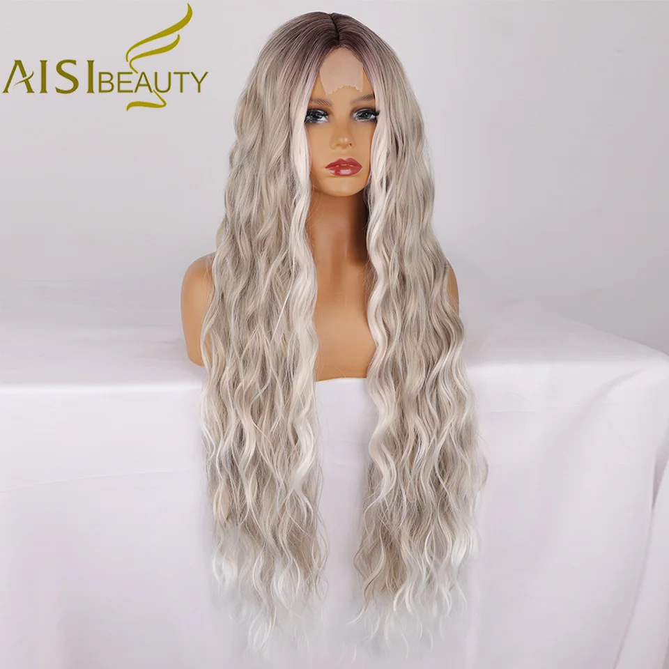 

AISI BEAUTY синтетический парик для женщин длинный волнистый Черный Коричневый Серый пепельный белый Омбре парик для повседневвечерние косплея термостойкие волосы