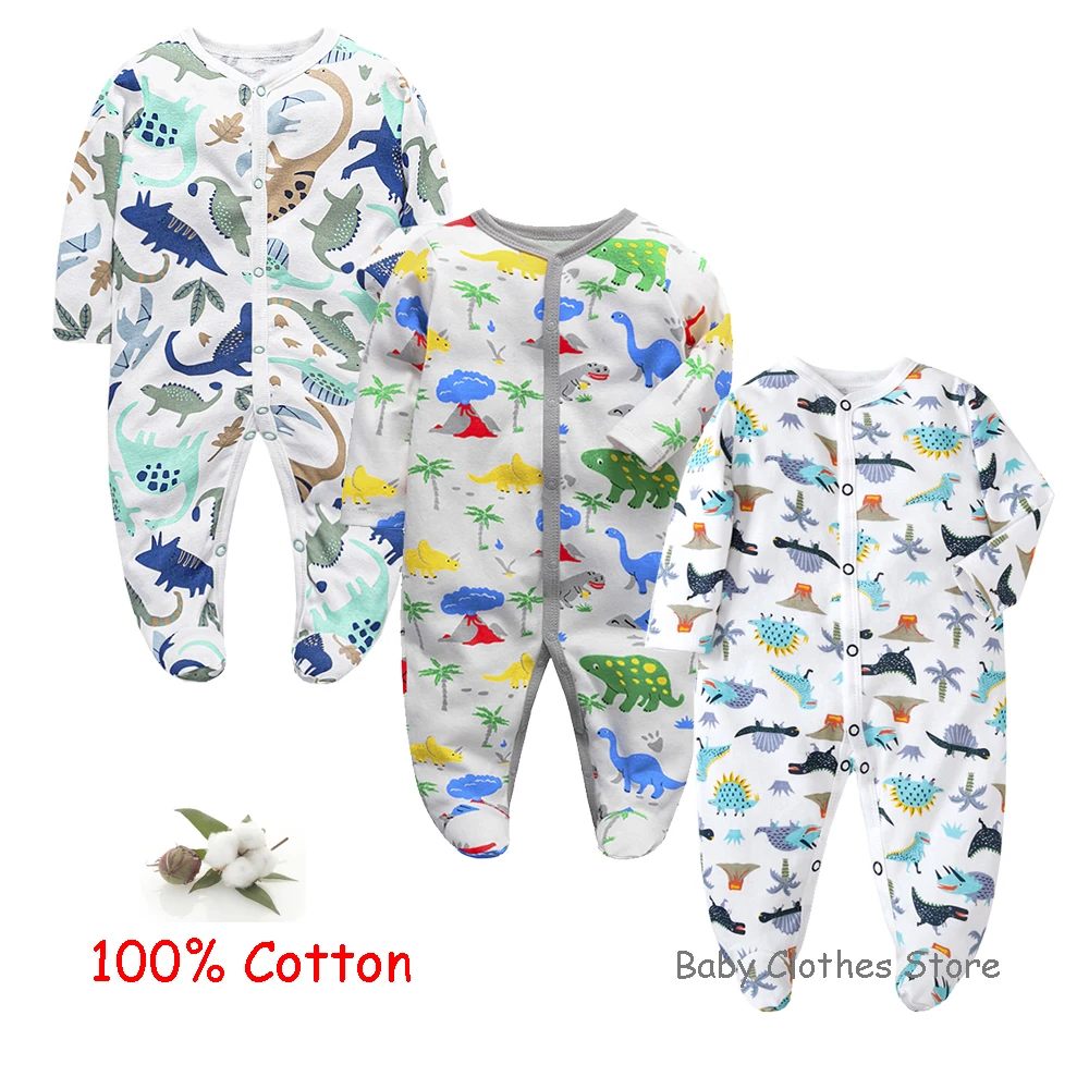 3pcs/pack Baby Rompers Sleepsuits Newborn Sleeper 100% Cotton Jersey Pajamas Long Sleeved Soft Sleepwear Toddler Roupa de Bebe