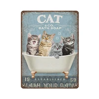 vintage metal tin sign plaquevintage tin sign cats bath soap wash your paws signman cave pub club cafe home decor plate%ef%bc%8cbirthd
