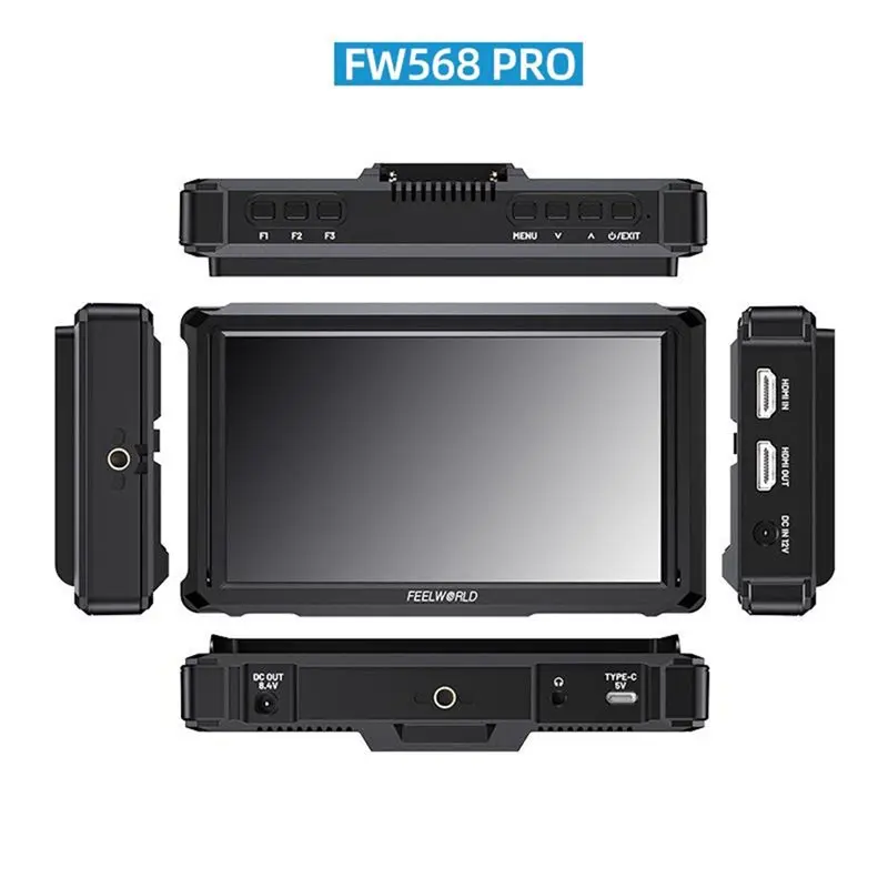 Монитор FEELWORLD FW568 PRO 6 дюймов, высокая яркость 1200 нит, 60 Гц, 4K, совместимость с камерами DSLR и стабилизаторами (гимбалами) (art.: 3920dbc09ca03) - 3920dbc09ca03