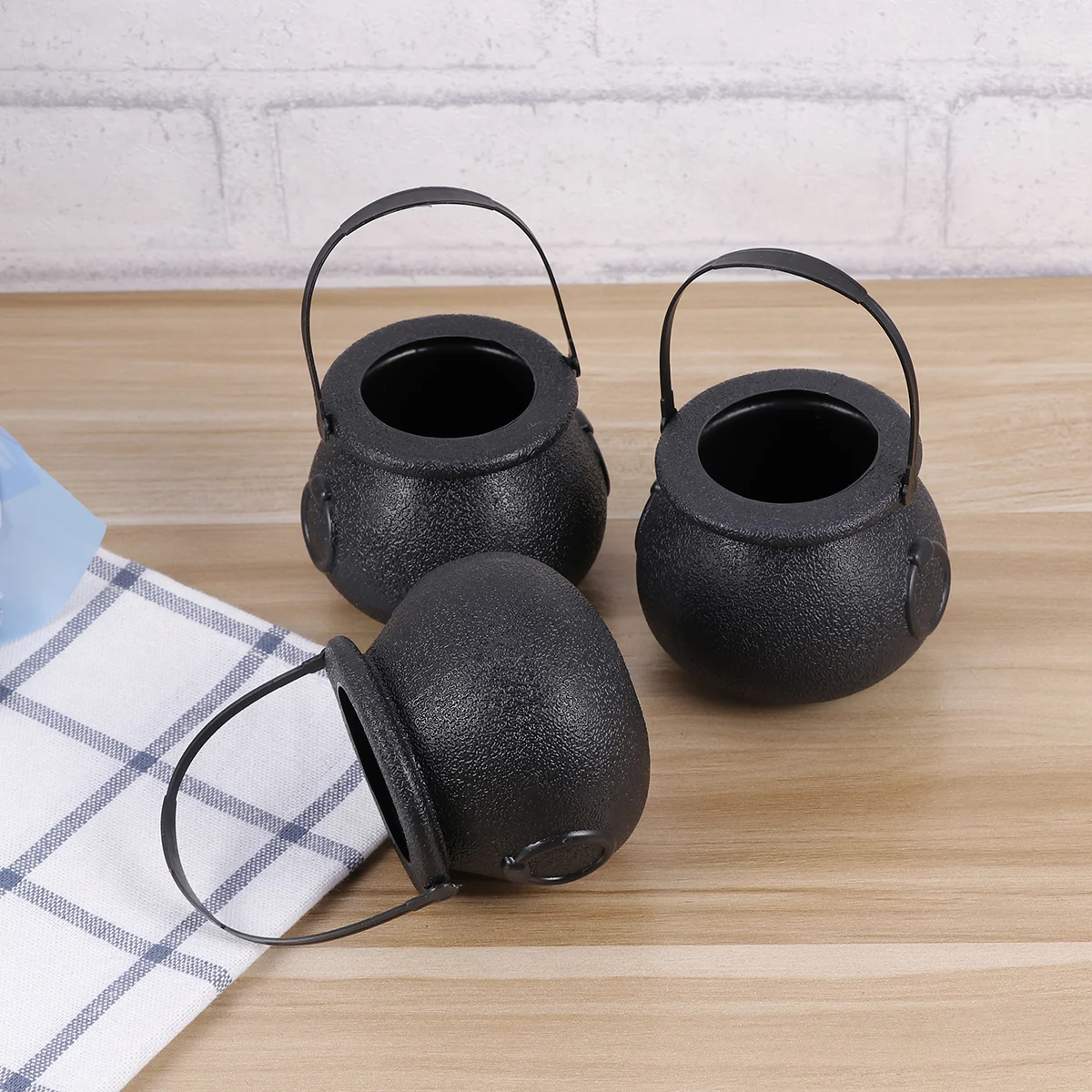 

Candybucket Holder Cauldron Treat Mini Or Trick Witch Pumpkin Kettle Black Bowl Kettles Container Gift Party Pots Decorations
