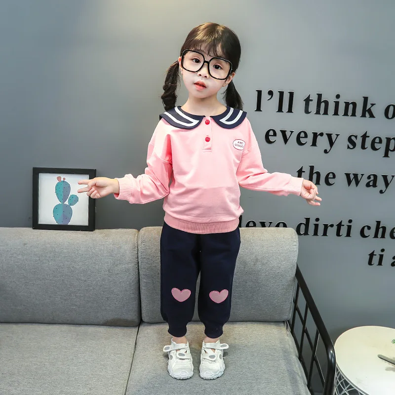 

Toddler Girls Clothes Sets Kids 2022 Fashion Infant Spring Autumn 2pcs Outfits Large Lapel Sweatshirt+ Pants Baby Tracksuits