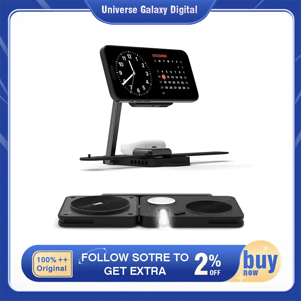 Складное Беспроводное зарядное устройство AULUMU 4 в 1 M01 поддерживает магнитное