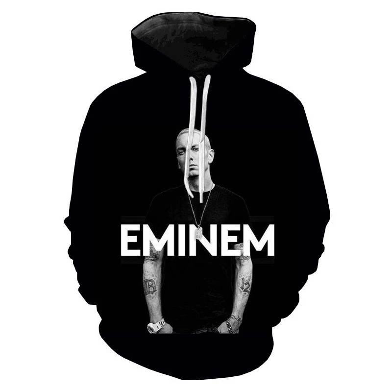 

Толстовки 3D Eminem с длинным рукавом, свитшоты для мужчин и женщин, осенние модные белые пуловеры в стиле рэпера с 3D принтом и капюшоном для мал...