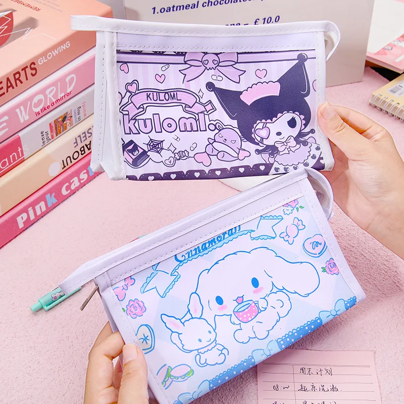 

Kuromi Cinnamoroll кавайная сумка для карандашей Милая канцелярская сумка студенческая сумка для карандашей INS девочка в форме сердца мультяшная цветная сумка для карандашей