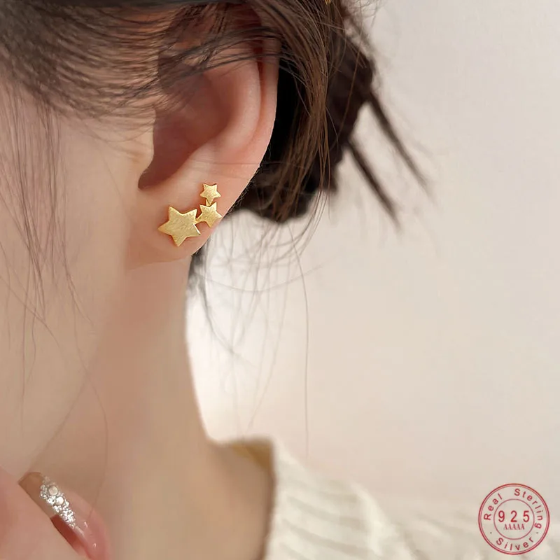 

Серьги-гвоздики женские из серебра 925 пробы с матовой звездой