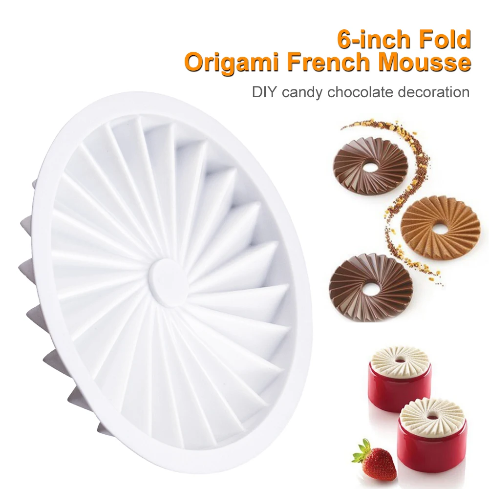 

3D Cavity Silicone Mold French Dessert Silicone Cake Mold 6 Inch Pleated Origami Pattern Mousse Cupake Tray Chocolate Moulds