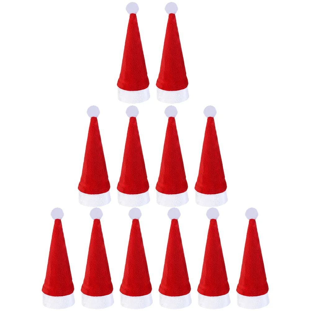 

12 Pcs Mini Santa Hat Christmas Goodies Xmas Party Decoration Gofts For Lollipop Brushed Cloth Supply Tableware Holders Gifts