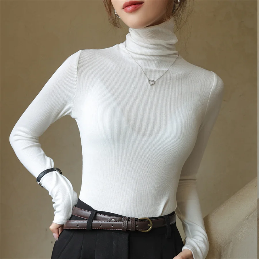 

2023 new thick Modal turtleneck T-shirt undershirt women with jacket coat in autumn and winter women's clothing