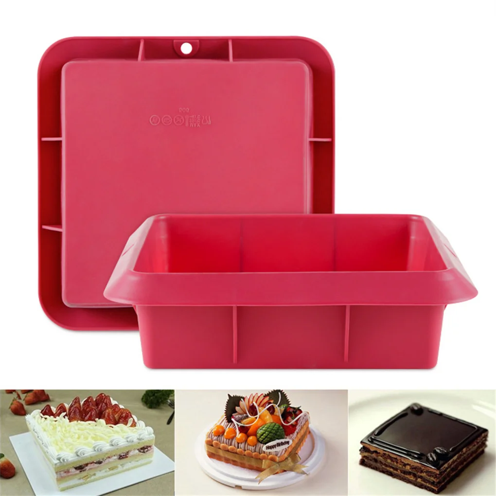 

9-Inch Square Cake Pan, Non-Stick European-Grade Silicone Baking Pans Bakeware DIY Cake Tools