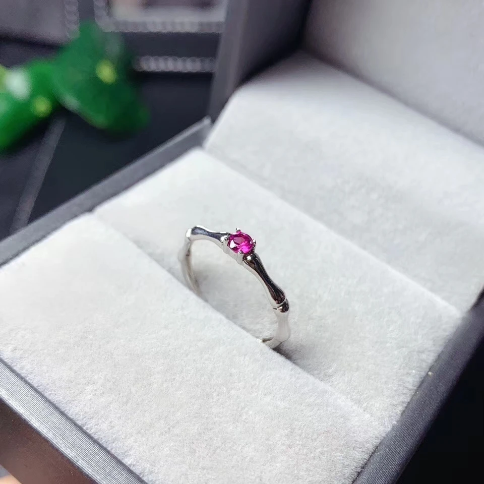 CoLife Jewelry Simple 925 Silver Gemstone Ring 3mm Natural Garnet Emerald Daily Wear Gift for Woman |