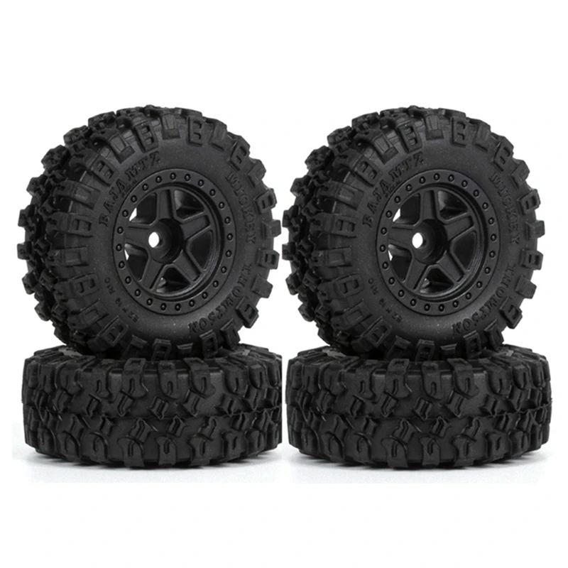 

4PCS 52Mm Tires 1.0 Inch Nylon 5-Spokes Beadlock Wheel Rims Set For 1/24 RC Crawler Car Axial SCX24 FMS FCX24 Enduro24