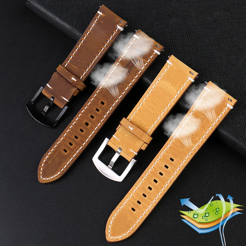 Ремешок кожаный для часов Omega Rolex IWC Tissot универсальный винтажный быстросъемный