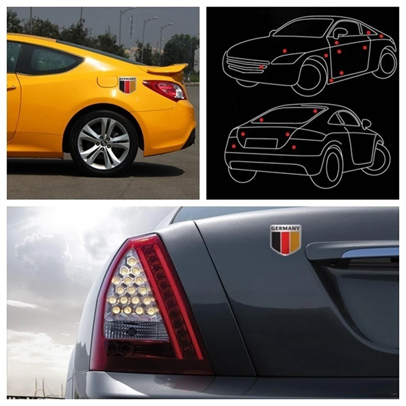 3D алюминиевая Автомобильная эмблема Флаг Германии логотип решетка радиатора