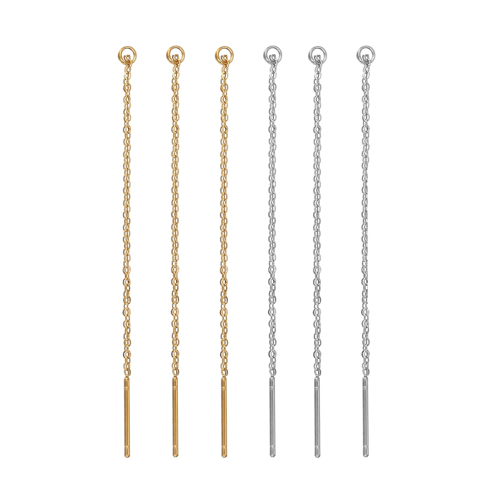 10pcs Gold Color Plated Stainless Steel 8cm Long Chain Ear Line Earrings Earwire DIY Women Drop Dangle Earrings Jewelry Making