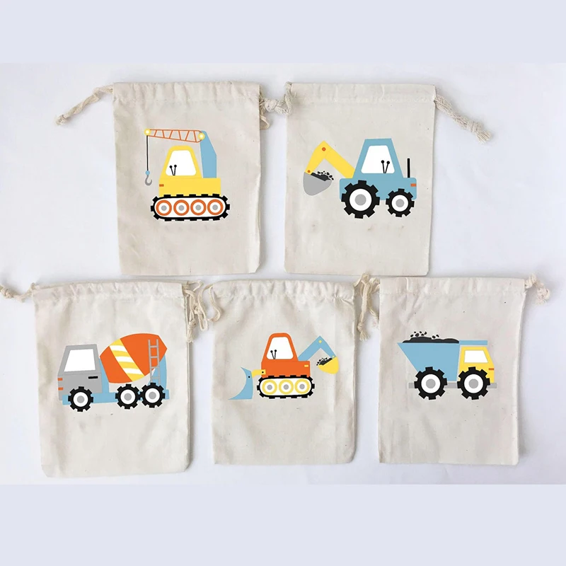 

5pcs Construction Truck theme Candy gift Goodie bags Excavator Dump boy girl first 1st 2nd 3rd Birthday Party decoration Favor