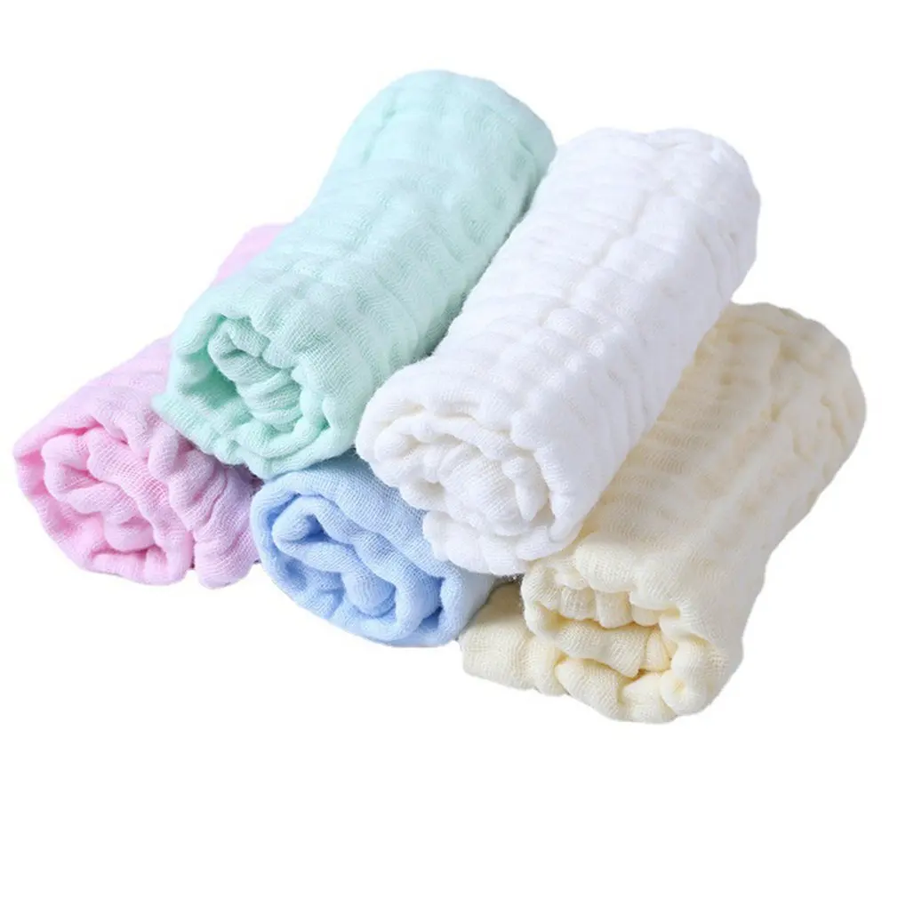 

12pcs/lot Muslin 6 layers Baby Towels Cotton Soft Kid Face Towel Handkerchief Bathing Feeding Face Washcloth Wipe burp cloths