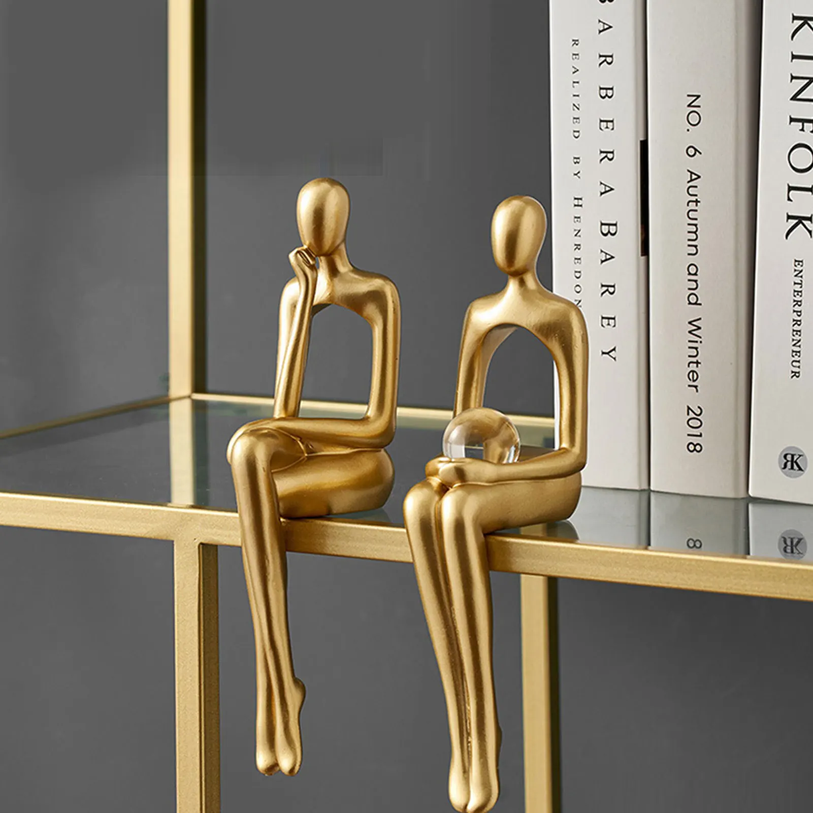 

Статуэтки для украшения дома, аксессуары для дома, декор в скандинавском стиле для гостиной, полимерные украшения, гуманоидная Золотая абст...