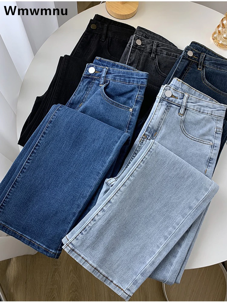 Women's High Waist Straight Jeans Spring Vintage Casual Ankle-length Denim Pants Korean Pantalones Streetwear Stretch Vaqueros