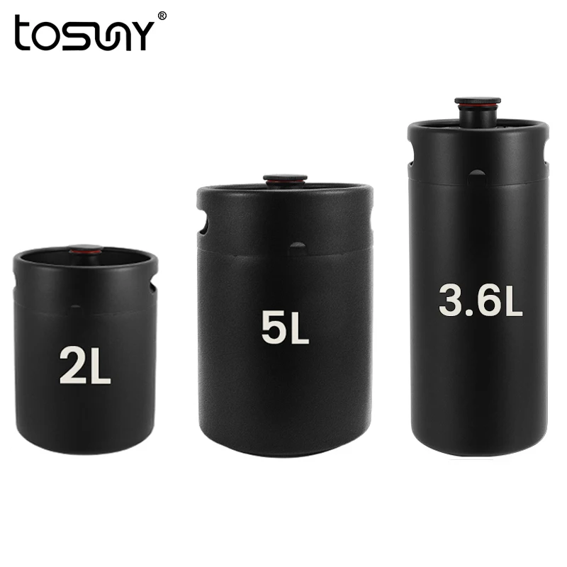 

2L/3.6L/5L Mini Beer Keg Growler Stainless Steel Matte Black Beer Barrel Keg Home Beer Brewing Portable Craft Beer Dispenser