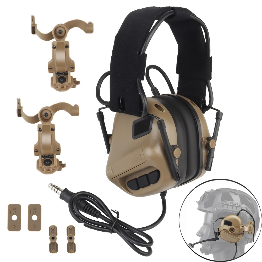 

Тактическая гарнитура с быстрым шлемом в комплекте, военный рельс, наушники для телефона с шумоподавлением для охоты, для связи