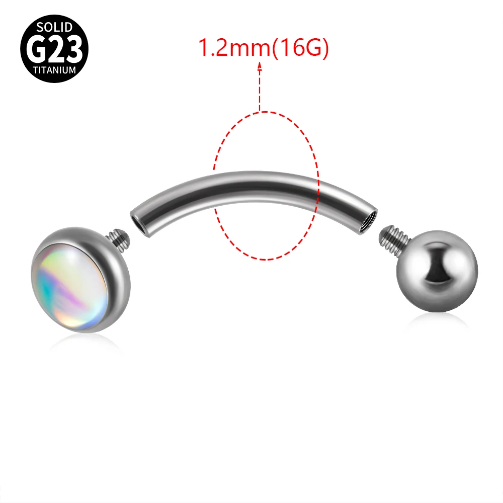 1PC Titanium Opal Eyebrow Jewelry Banana Piercings Curved Barbell Ring Tongue Piercings Helix Earring Piercings Body Jewelry 16G images - 6