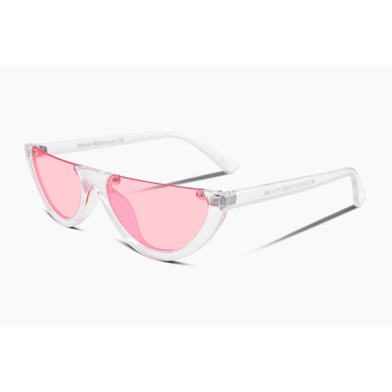 Женские солнцезащитные очки кошачий глаз с кристаллами и полуободковой оправой